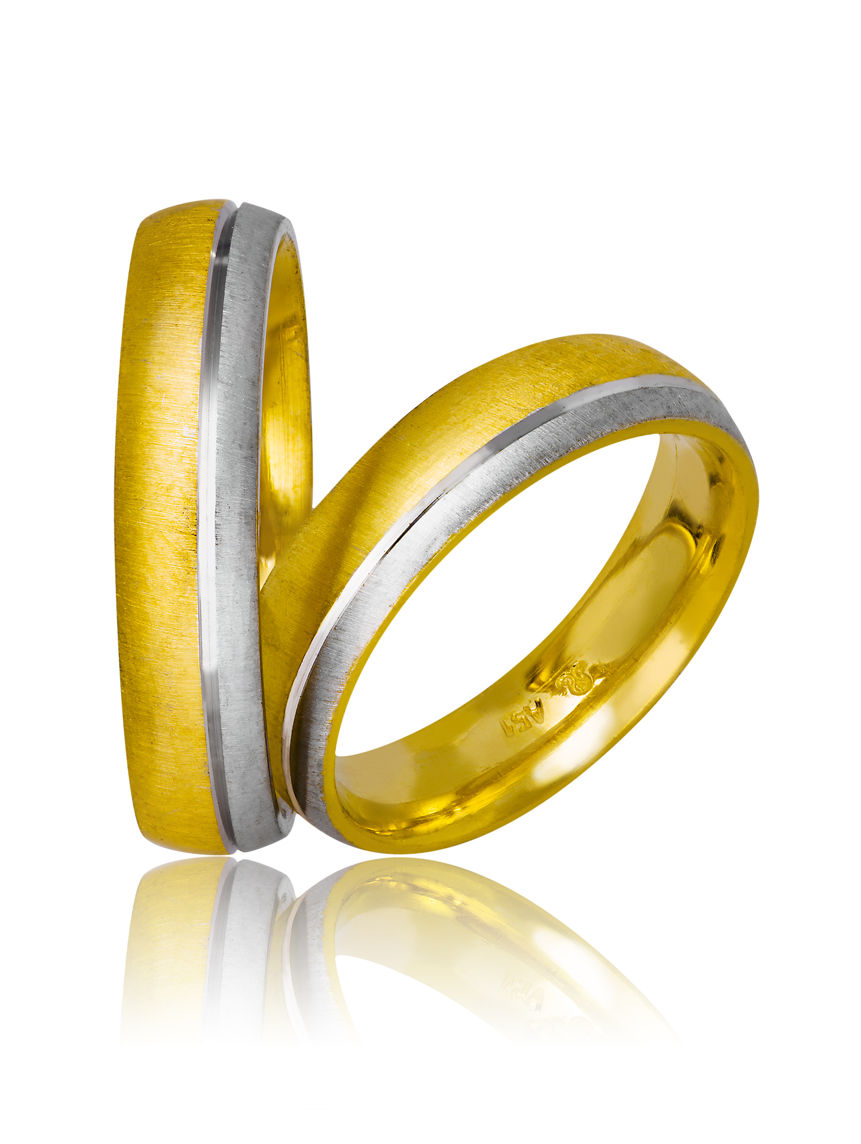 White gold & gold wedding rings 5mm (code 705)